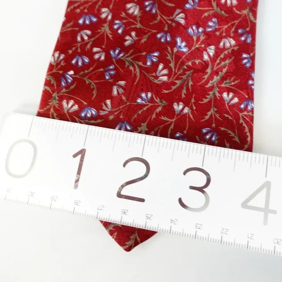 CHRISTIAN DIOR Neck Tie Mens Red Floral Suit Designer Western Boho Wine Luxury
